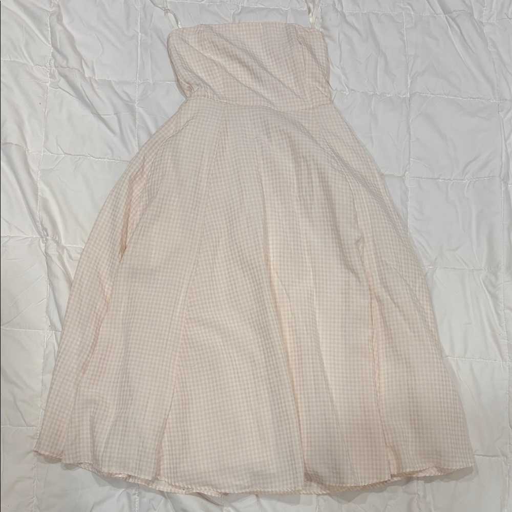 Windsor Cream Gingham Strapless Dress